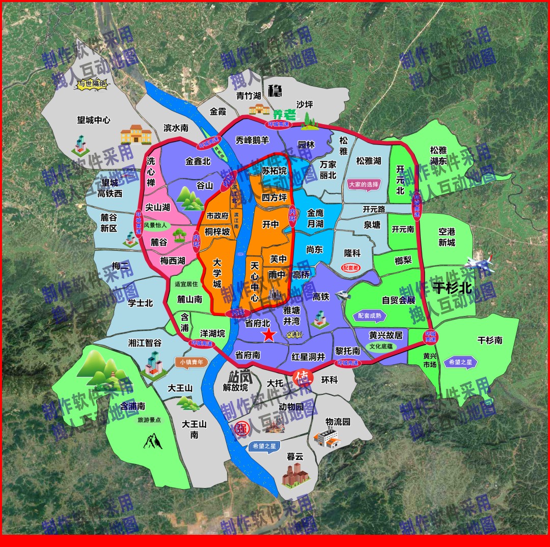 软件绘制的板块地图房产直播地图