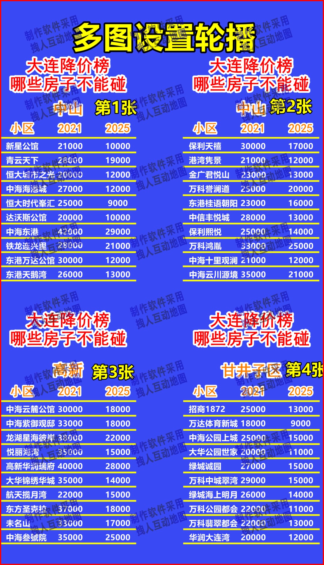 大连流行的比价版本轮播地图房产直播地图